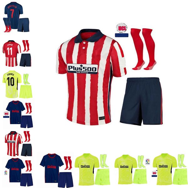 

2021 madrid suarez pre match training football shirt joao felix 2020 2021 moratasol +kids football shirt set + socks, Black;yellow