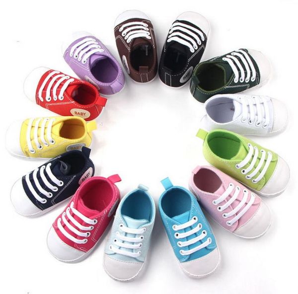 

dhl 200pair baby canvas classic sports sneakers newborn kids boy first walkers infant toddler soft sole anti-slip booties