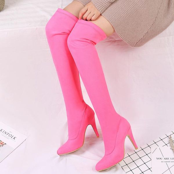 

high heels over the knee boots women thigh high boots ladies autumn winter long shoes cuissardes talons hauts, Black
