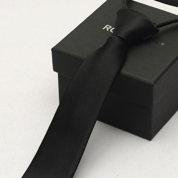 

2020 brand new men's solid color romantic wedding suit zipper neck tie 5cm slim tie for men pack with gift box, Black;gray