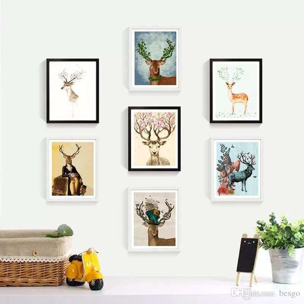 

diy oil painting decorated animal picture art paint hand painted deer oil painting for sofa wall decor no frame 16*20inch dbc dh1495-1