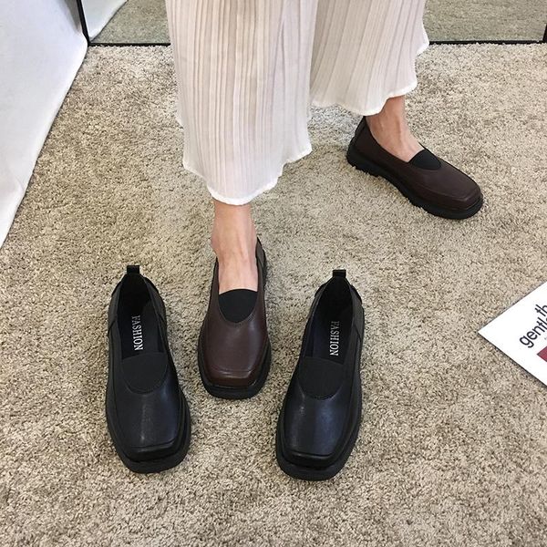 

women's shoes leather shoes british retro 2020 new spring fashion pumps, Black