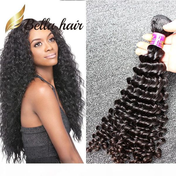 

bella hair 8~34 brazilian hair bundle unprocessed natural color deep wave wavy human hair extension 1pc lot 8a quality weft hipping, Black
