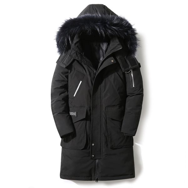 

90%down jackets new winter men's down jacket detachable fur collar male's jackets thick warm outdoor windproof 201126, Black