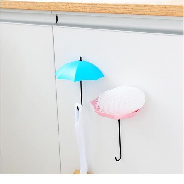 

3pcs umbrella shape hook wall adhesive-nail hook clothes hanger hook home key bathroom kitchen sticky rack bbytvg