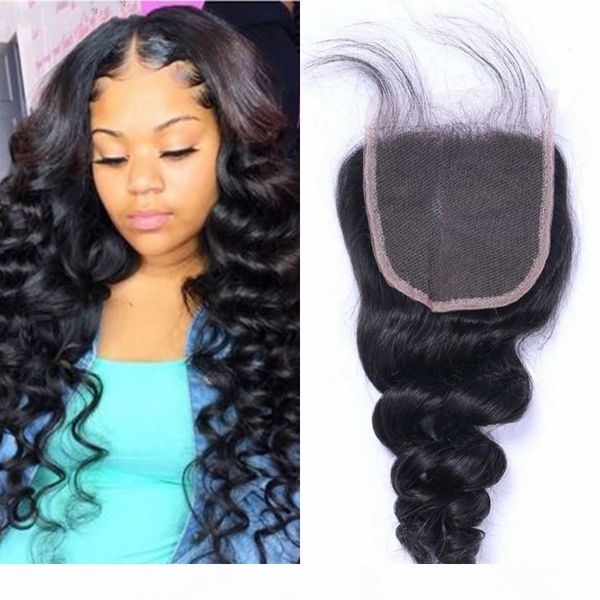 

peruvian virgin hair closures loose wave lace closure 100% human hair closures with baby hair, Black;brown