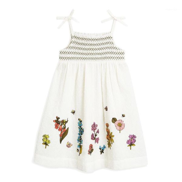 

girl's dresses little maven summer kids white embroidery floral suspenders girls 2-7yrs sleeveless cotton smock knitted sands dresses1, Red;yellow
