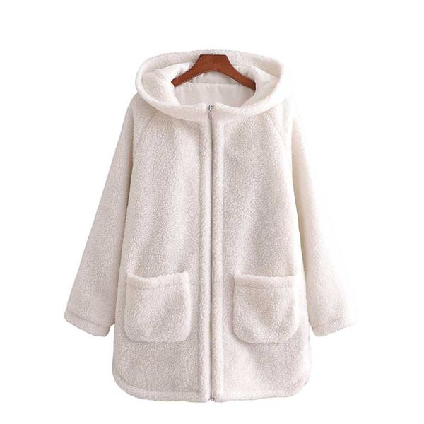 

women's wool & blends streetwear women grain cashmere outercoat 2021 fashion ladies pocket white overcoat elegant female causal loose l, Black