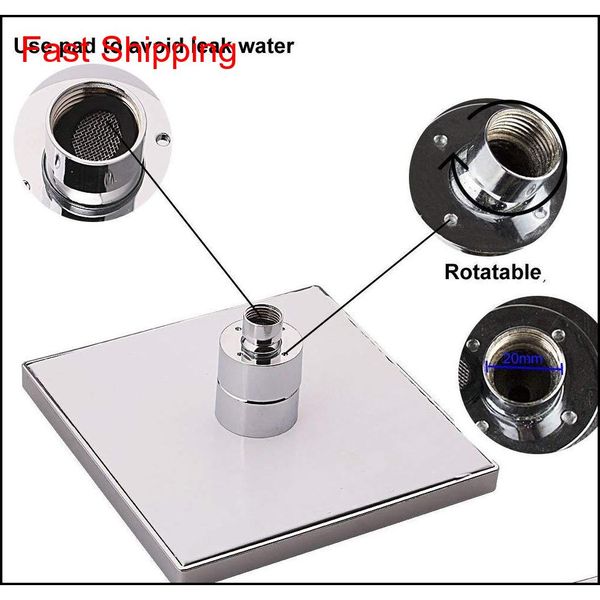 

led shower head temperature 3 color changing 8 inch square abs chrome finish 12 leds for bathr qylnik packing2010