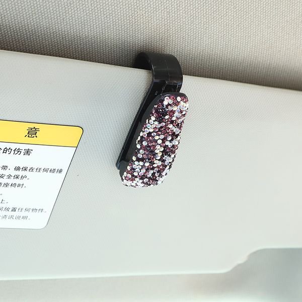 

new 1pc sun visor glasses cases sunglasses eyeglasses holder portable auto fastener clip rhinestone diamond decoration car ornaments2021
