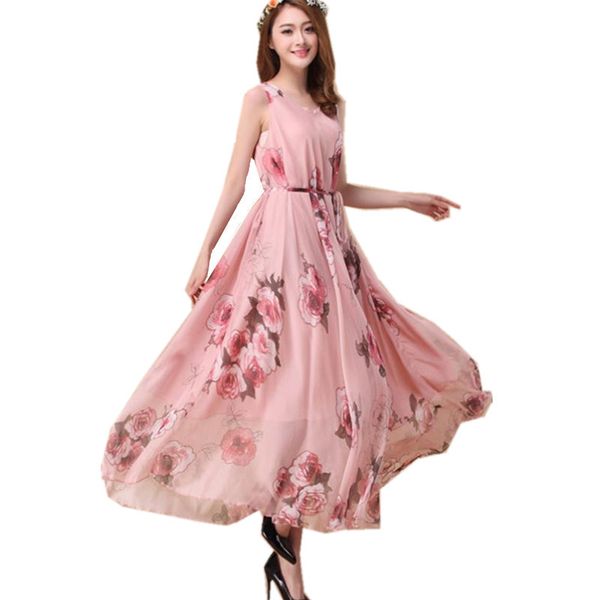 

2021 new bohemian new bathrobe sleeveless femme floral chiffon beach dressed as female summer thin maxi dresses fy565 8dzd, Black;gray