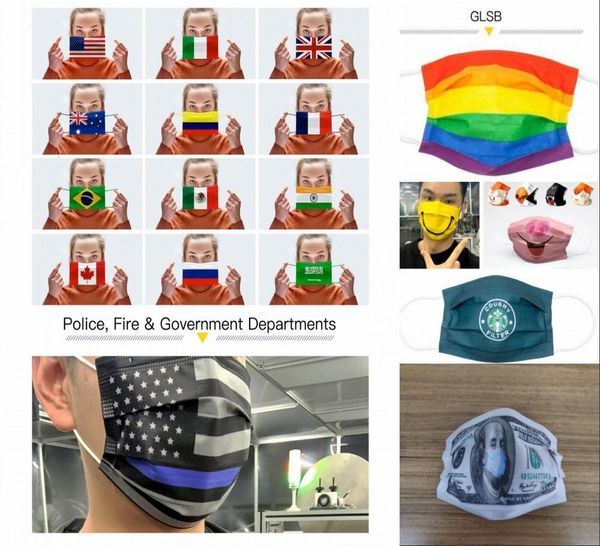 

us stock 2021 reusable washable designer face masks fashion customize earloop breathable anti dust party mask individual pack, Black