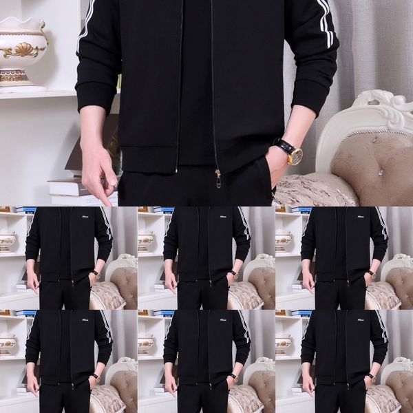 

uqejo men's sweater spring suit middle aged men's sports sweater dad fashion casual sportswear sweatersuit autumn autumn mj9lh, Black