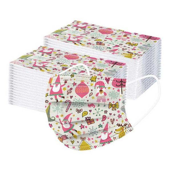 

2.5z boys girls printed disposable face for 3ply earhook protection mask merry christmas new year d3