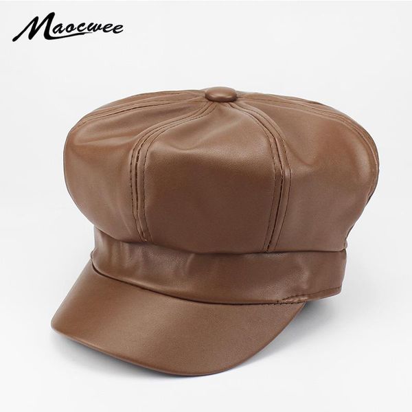 

pu leather берета зимние шапки для женщин мужчин painter восьмиклинка army militar hat pu кожаный козырек черный cap solid color bone, Blue;gray