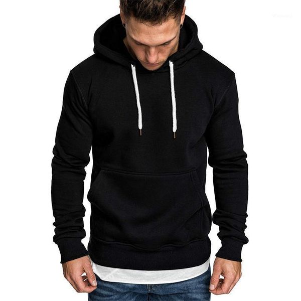 

2020 new sweater men's hooded pullover sweatshirt hoodies men's solid color trendy brand loose plus velvet hooded1, Black