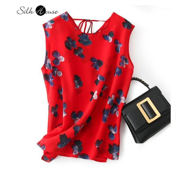 

silk vest with printed thin mulberry silk sleeveless t-shirt bottoming shirt and women's small shirt sling in summer1, White