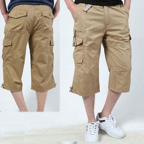 

outdoor shorts summer mens capri cotton baggy cargo short adults teenagers multi-pocket capris leisure sports trousers plus size1, Brown;gray