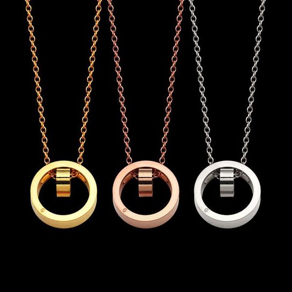 

chains jewelry wholesale for women necklace double creative punk simple stainless steel luxury clavicle chain short, Silver