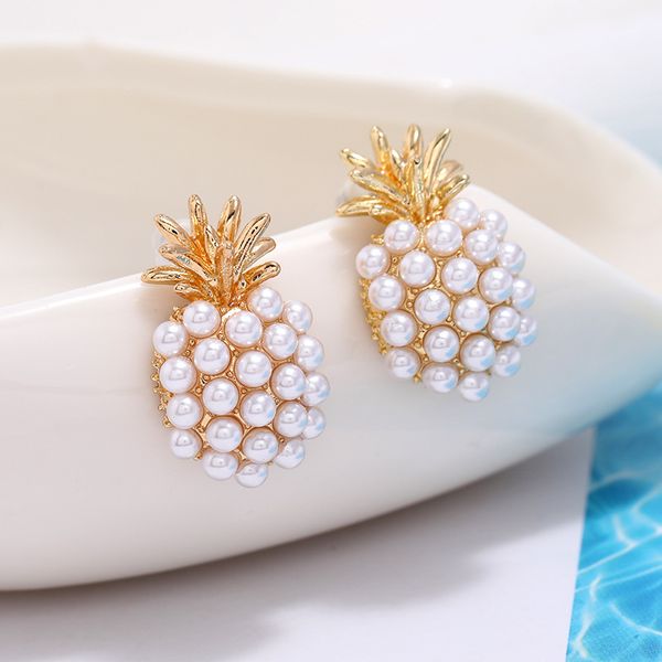 

simple pearl pineapple earrings s925 silver temperament sweet stylisn women xmas gifts factory price 20pair/lot, Golden