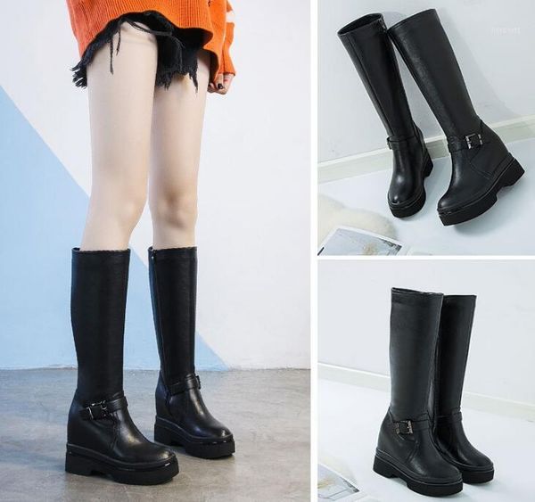 

boots women pu fashion breathable elegant warm shose cancise pumps winter soft and comfortable wedges casual boots1, Black