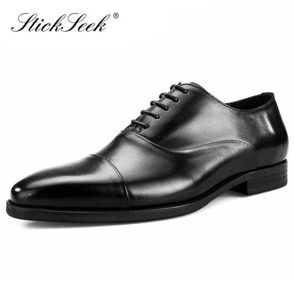 

classic genuine cow leather formal dress man cap toe shoes designer handmade men's banquet welted wedding party oxfords sk166, Black