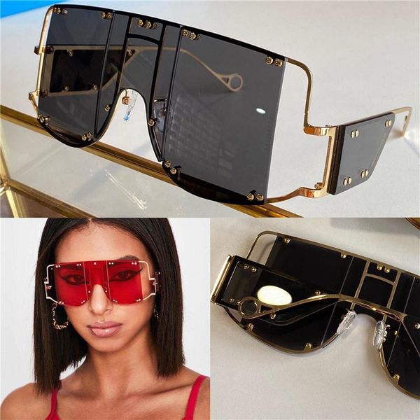 

new fashion avant-garde sunglasses 100103 special design large frame protection square goggle light color decorative eyewear, White;black