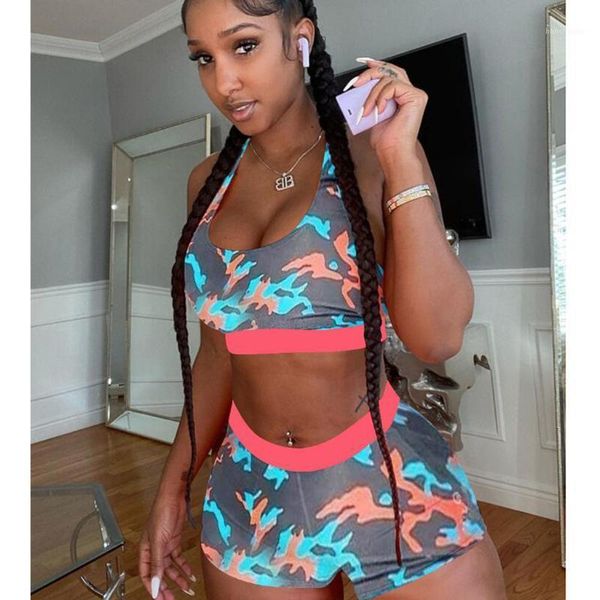 

2pcs women sports tie dyeing print high waist biker shorts pants workout clothes tracksuit outfit casual 2 piece set #31, White;black