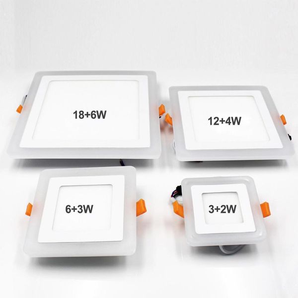 

double color led panel light 5w 9w 16w 24w round square panel led ceiling lamp ac110v 220v indoor recessed downlight swy bbygyj lg2010