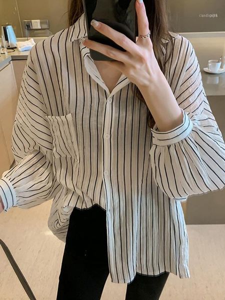 

korean women fashion bf style button down turn down collar long sleeve streetwear shirts for women 2019 new summer loose blouse11, White