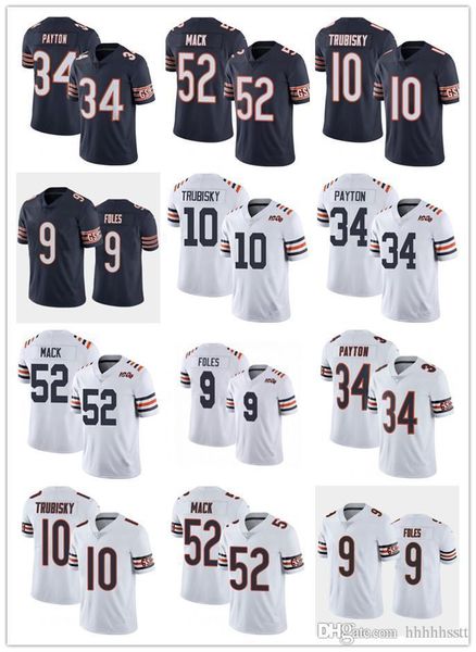 

men women chicago youth bears 52 khalil mack 34 walter payton 10 mitchell trubisky 9 nick foles football jerseys, Black;red