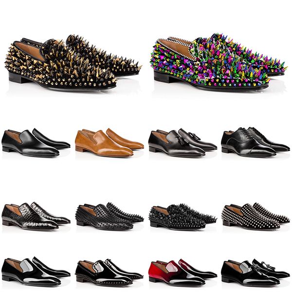 

подгоняет размер мужские кожаные туфли красные кроссовки снизу нч шипованных шипы ботинок платья дизайнер роскошных мужская тренера, Black