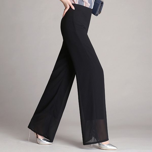 

new latin dance pants female wide-leg pants loose black dress performance costume new high waist ballroom dance trousers bi535, Black;red