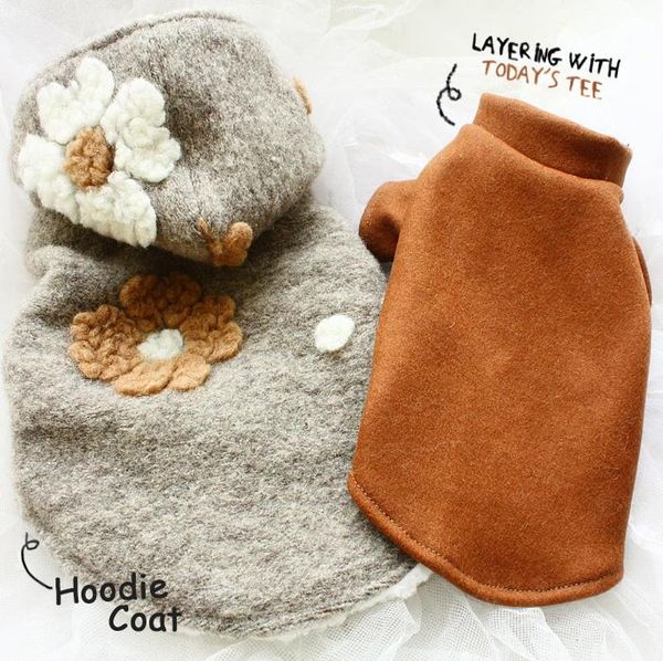 

handmade luxury fleece fabric twin sets hoodie jacket thicken base shirt warm dog clothes pet coat cats winter