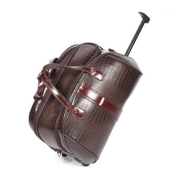 

duffel bags kroko leather travel bag coffee1