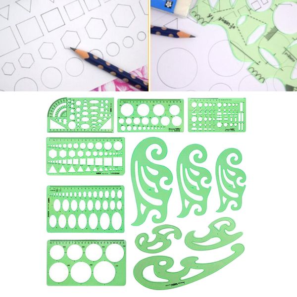 

12pcs clear plastic measuring templates building formwork stencils geometric drawing rulers for office school students stationery