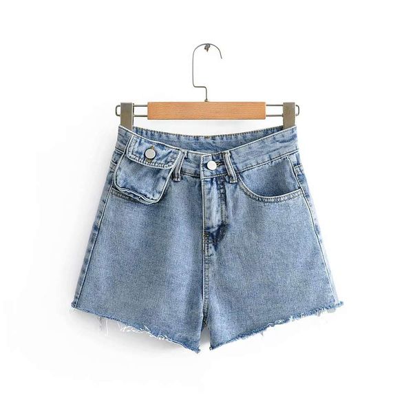 

m5825 - korean women's clothing 2020 summer new high dign waist bag shows thin, rough edge denim shorts for women, Black;white