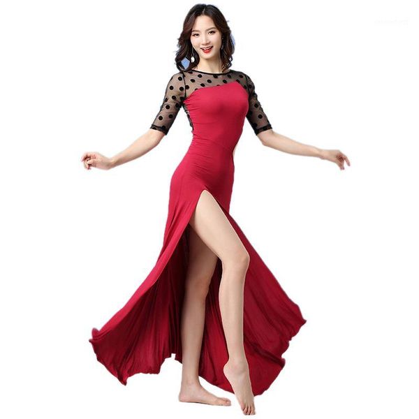 

women belly dance costume skirt bellydance practice dancewear dancing clothes modal outfit dancers dancing practical mesh dress1, Black;red