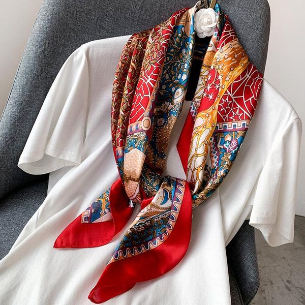 

2020 designer brand new spring women silk square scarf fashion printed scarves lady shawls femme hijab 90*90cm, Blue;gray