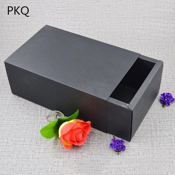 

10pcs black kraft paper box large gift drawer boxes blank cardboard carton party favor supplies paper package boxes 28*20*3.5cm1