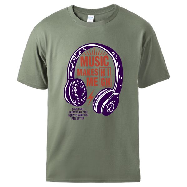 

music makes me high summer casual loose new arrival swear cool short sleeve male casual work hooded sweatshirt hoodie men t shirt