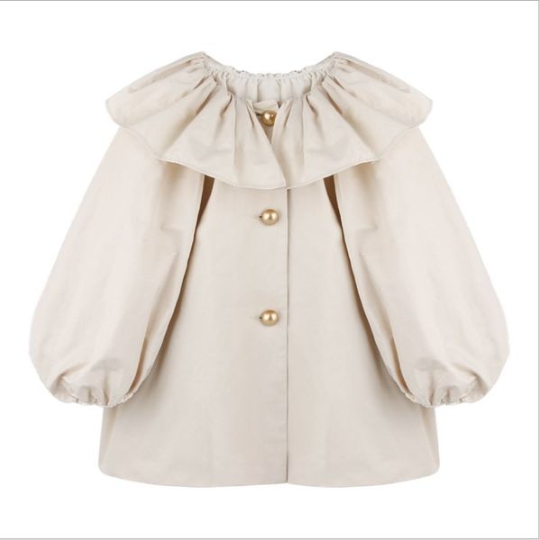 2-12 yaş kızlar rüzgarlık ceket yüksek kaliteli çocuk giyim moda puf kollu elbise küçük kız ince ceket 0WJ03