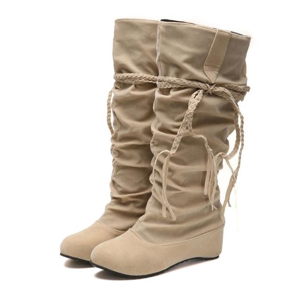 

boots 2021 est high women shoes winter plush fur warm snow for casual thigh, Black