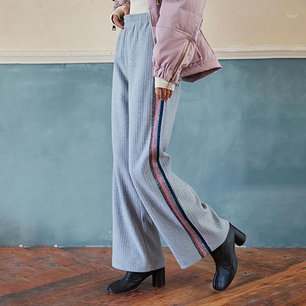 

xuxi 2020 spring autumn loose artistic wide leg pants women's striped ribbon straight pants fashionable pantalon femme fz19951, Black;white