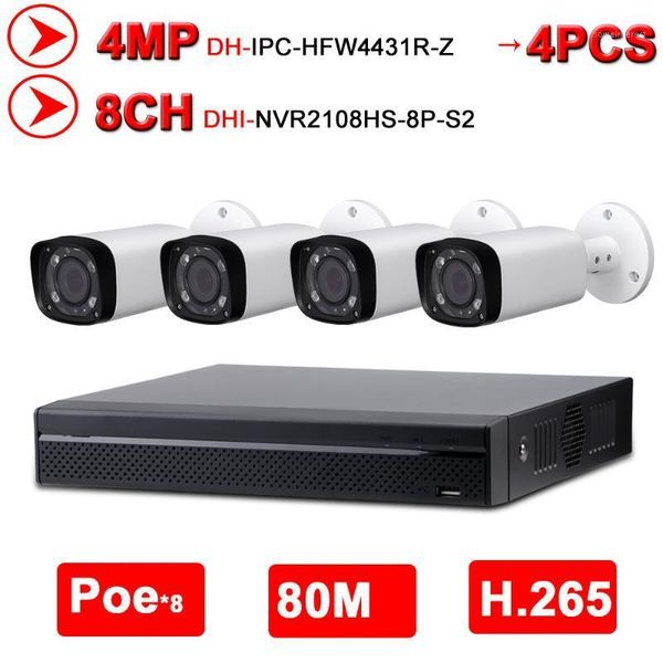

systems dahua 4mp 8+4 security cctv camera kits original nvr nvr2108hs-8p-s2 oem ip ipc-hfw4431r-z motor zoom surveillance system1