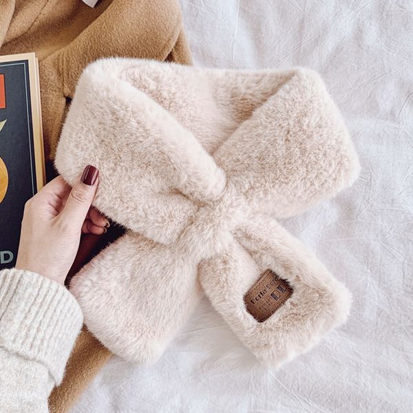 

girl winter imitation rex rabbit hair korean solid color versatile fur student collar warm short scarf, Blue;gray