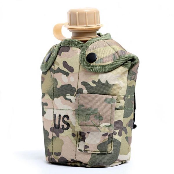 

outdoor bags 1 set water bottle kettle canteen with aluminum bowl and storage bag for hiking camping outdoors random color