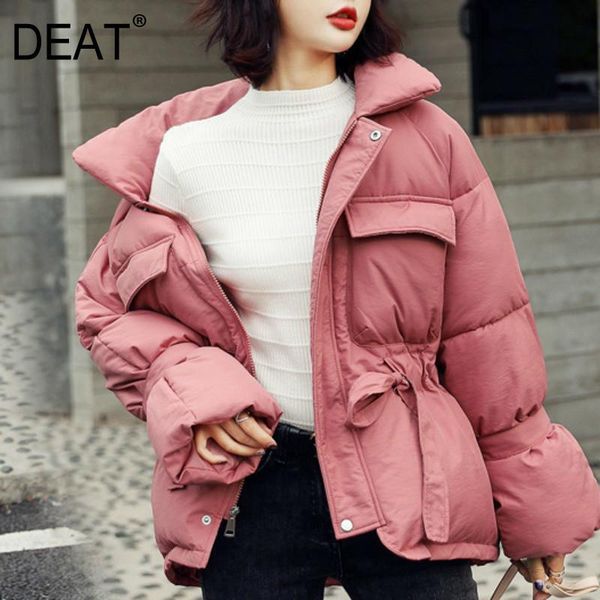 

deat] women cotton clothes new solid color keep warm hooded long sleeve loose fit coat fashion tide winter 2020 13u452, Black