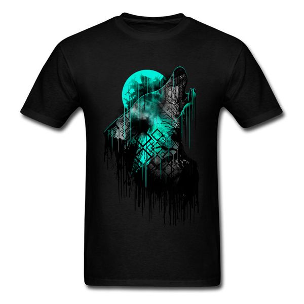 

under the moon wolf party clothing black tshirt summer fall o neck pure tees street style sport hooded sweatshirt hoodie men t shirt