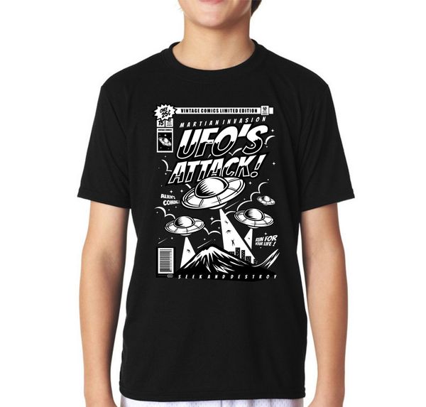 

лето с коротким рукавом плюс размер дети t-shirt ufo attack sci-fi aliens марсиане v123 tee shirt спорта толстовка с капюшоном толстовка